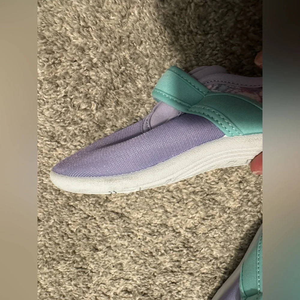 Speedo Surfwalker Purple & Teal Velcro Size Large 9-10 Toddler Girl Water Shoes